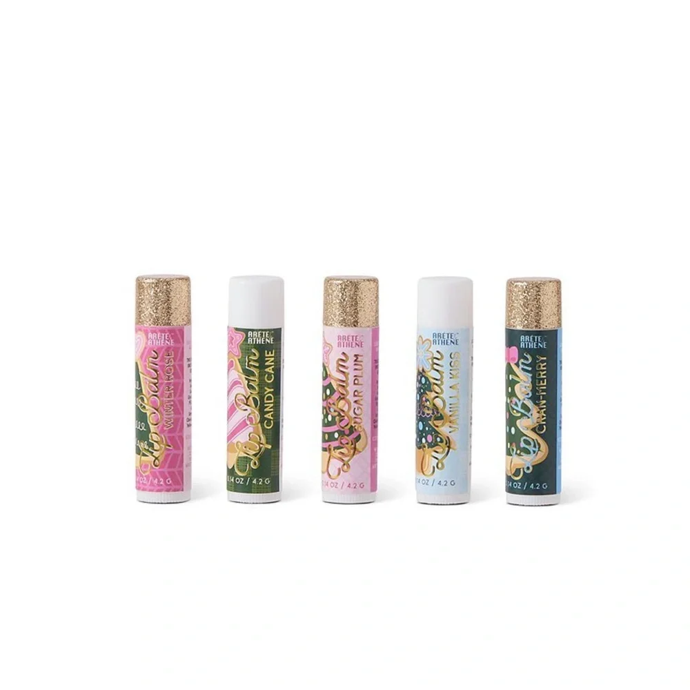 Moisturizing Glitter Cap Lip Gloss Set - Pink & Gold New in Case Christmas